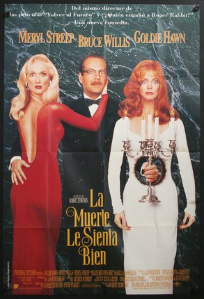 a movie poster of a man holding a candelabra and two women