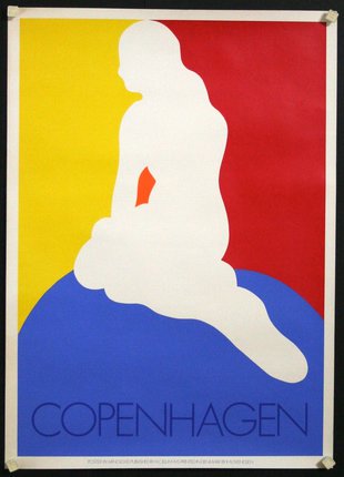 a poster of a woman sitting on a blue ball