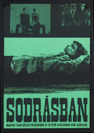 a poster with a man lying on his back