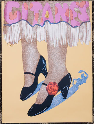 a poster of a woman's legs and shoes