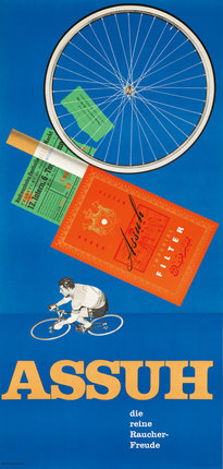 a poster with a bicycle and a cigarette