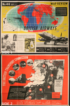 a poster of a plane and a map