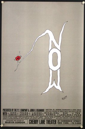 a poster with a red flower