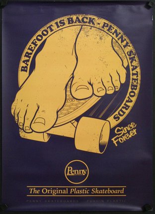 a poster with feet on a skateboard
