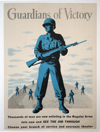 a poster of a soldier holding a rifle