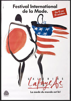 a poster with a couple of people holding a flag
