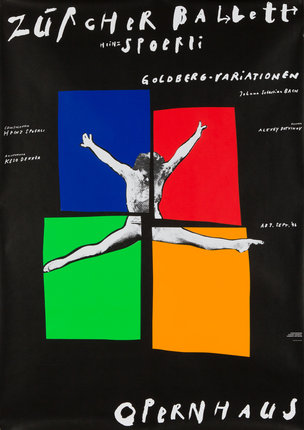 a poster with a man in different colors