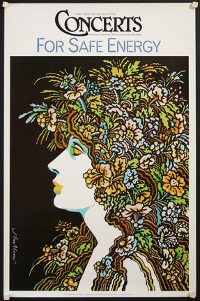 a poster with a woman's head and flowers