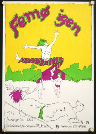 a poster of a man jumping on a bed