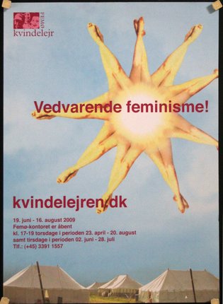 a poster with a sun and text