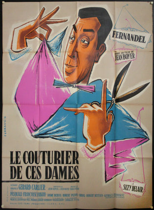 a poster of a man holding scissors