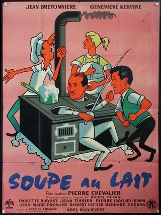 a poster of a man in a kitchen