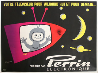 a poster with a cartoon character in a television