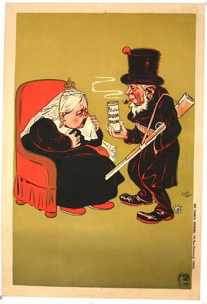 a man in a top hat and a woman in a chair