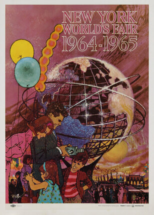 a poster with a man holding a camera