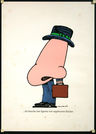 a cartoon of a nose and a briefcase