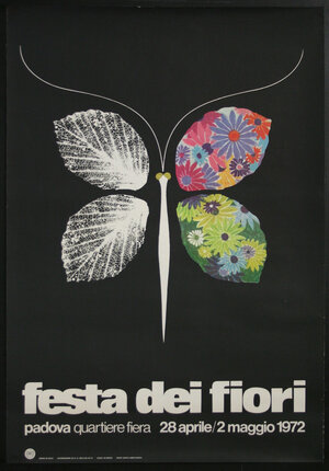 a poster with a butterfly made of leaves and flowers