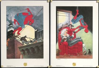 a couple of posters of a comic book