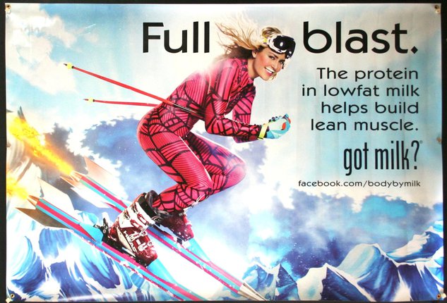 a woman on skis on a poster
