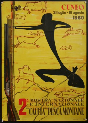 a poster with a silhouette of a person with a gun