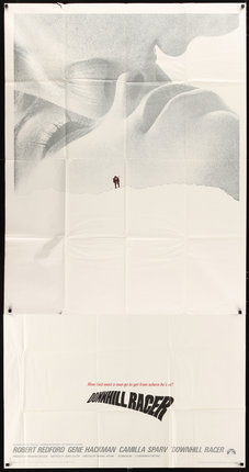 a poster of a person standing on a snowy hill