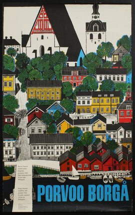 a painting of a town