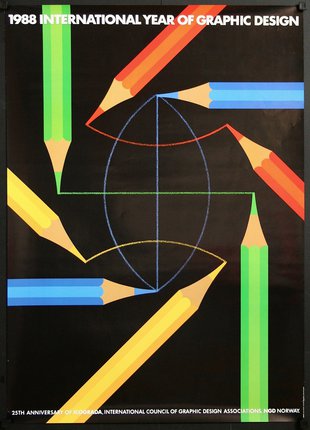 a black framed poster with colored pencils