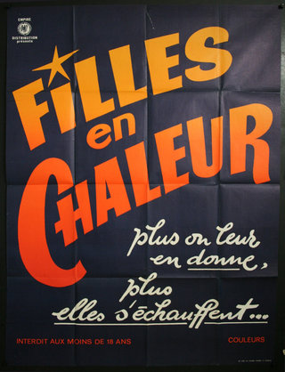 a poster with orange and yellow text