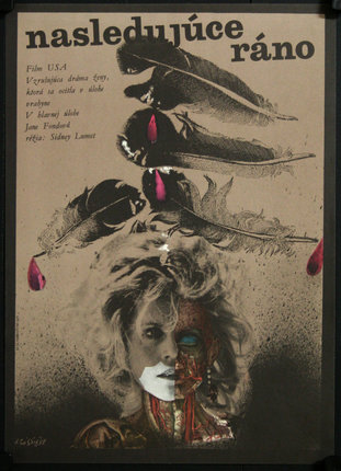 a poster with a woman's face and feathers