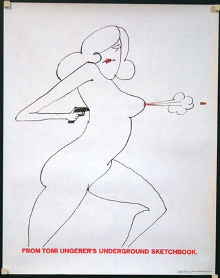 a drawing of a woman holding a gun