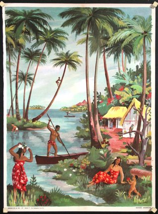 a poster of a hawaiian beach