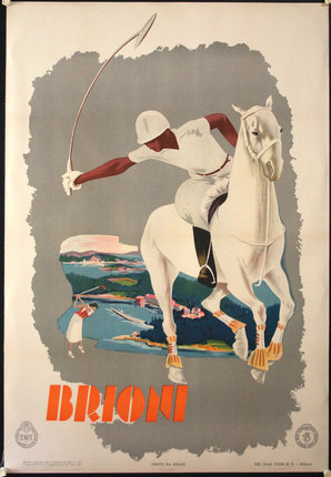 a poster of a man riding a horse