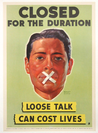 a poster with a man with tape on his mouth