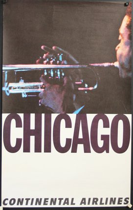 a poster with a person playing a trumpet