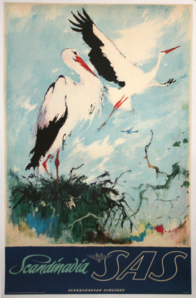 a poster of two storks