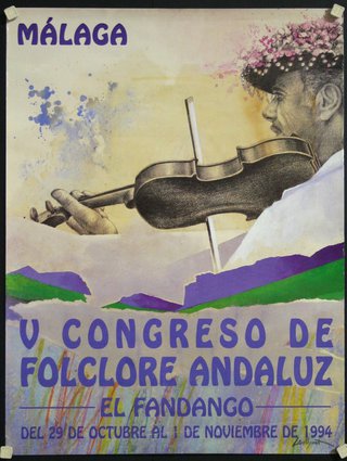 a poster with a man playing a violin