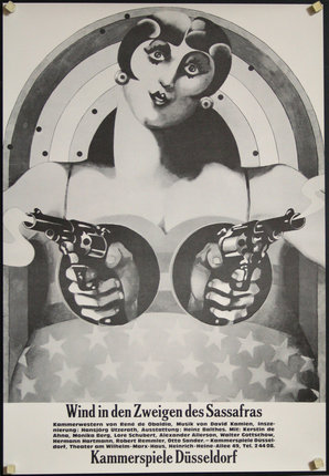 a poster of a woman holding guns