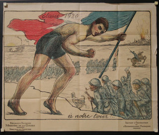 a poster of a man running with a flag