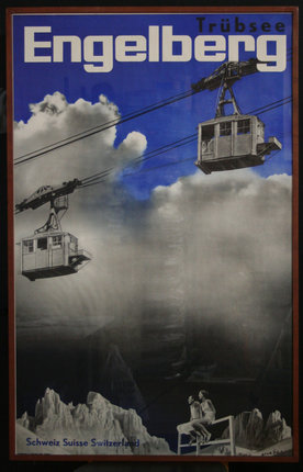 a poster with a picture of a cable car