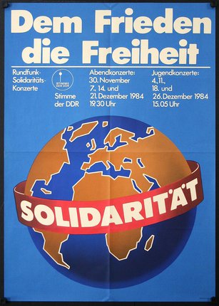a poster with a globe and text