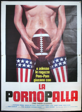 a poster of a woman holding a football