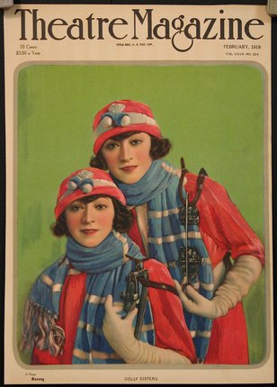 a poster of two women wearing scarves and hats