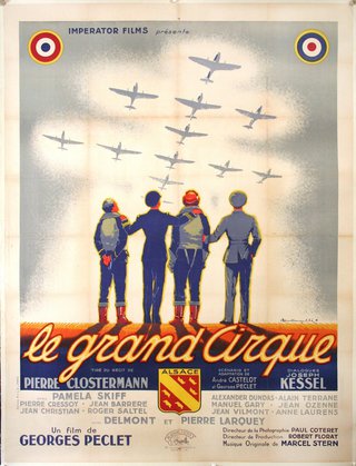 a poster of a group of people looking at airplanes