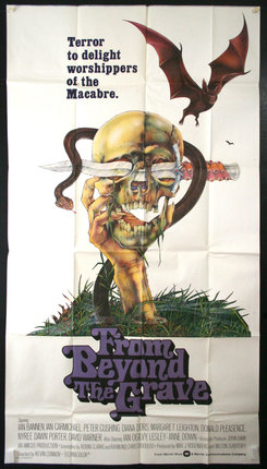 a poster of a skull holding a snake