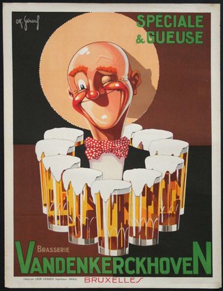 a poster of a man with a bunch of beer