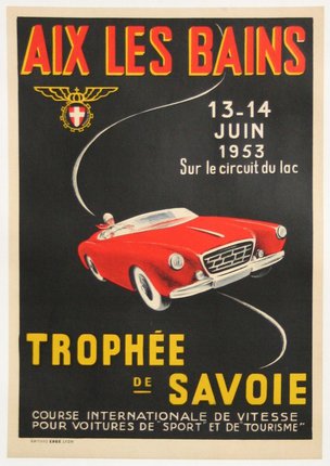 a poster of a red car