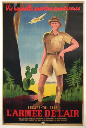 a poster of a man in a safari outfit