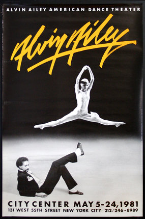 a poster of a ballet dancer and a man lying on the floor