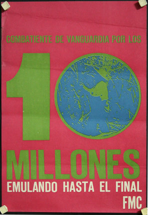 a poster with a blue and green globe and text