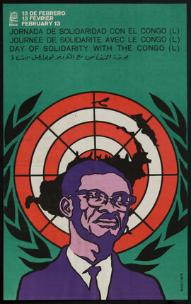 a poster with a man's face and a target